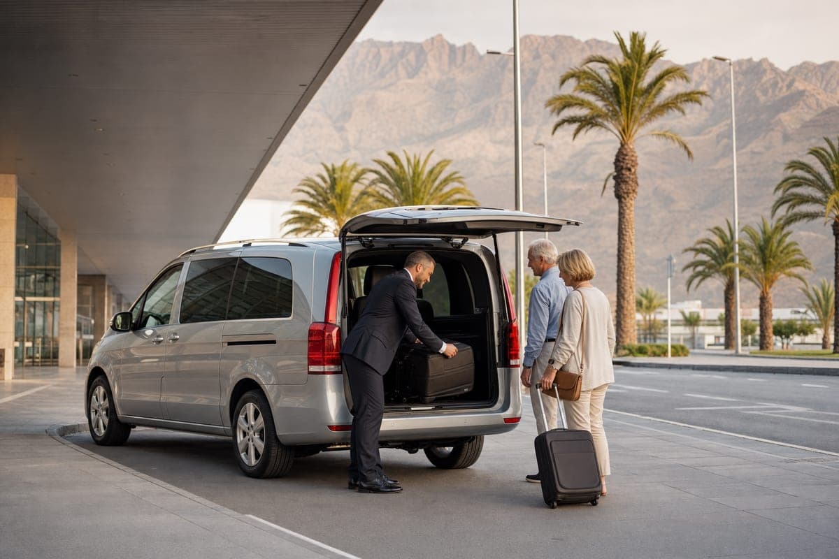 Private transfer driver loading luggage at Gran Canaria Airport